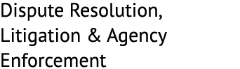 Dispute Resolution, Litigation & Agency Enforcement