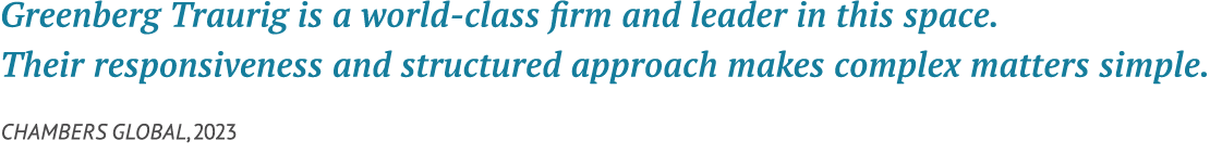Greenberg Traurig is a world class firm and leader in this space. Their responsiveness and structured approach makes ...