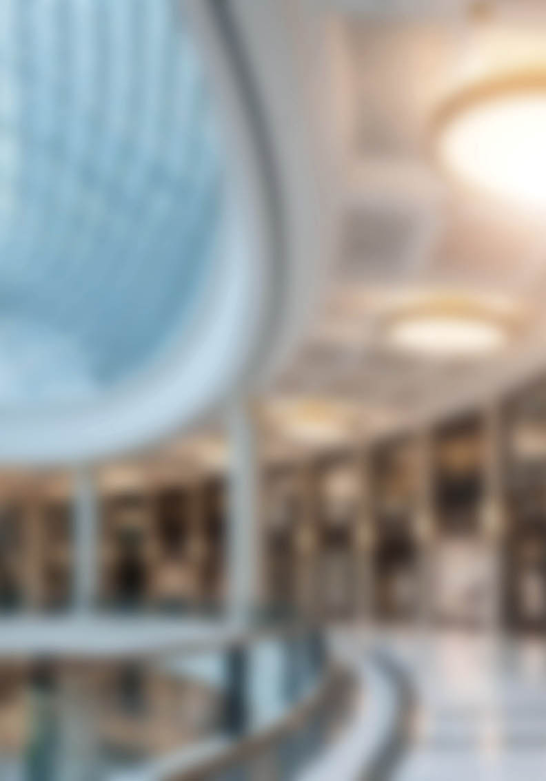 A large, open mall with a glass ceiling and a large skylight. AI generated content