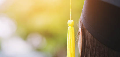 graduation, close up student hats in during commencement success graduates of the university, Concept education congratulation. copy space banner.