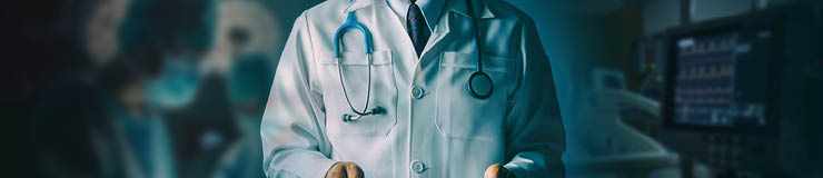 Doctor Utilizing Advanced Digital Tablet Technology in Modern Healthcare. Medical Professional in Operating Room Analyzing Real-Time Patient Data, Cutting-Edge Medical Innovations and solutions.