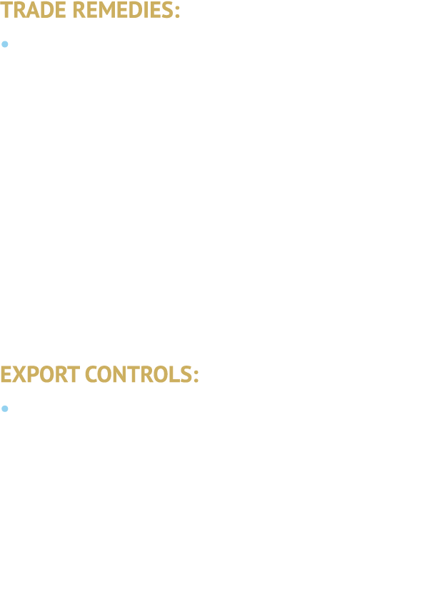 TRADE REMEDIES: • In fiscal year 2024, the U.S. government received an all time high of 117 petitions from domestic i...